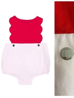 Jacadi Red and Light Pink Scalloped One-Piece